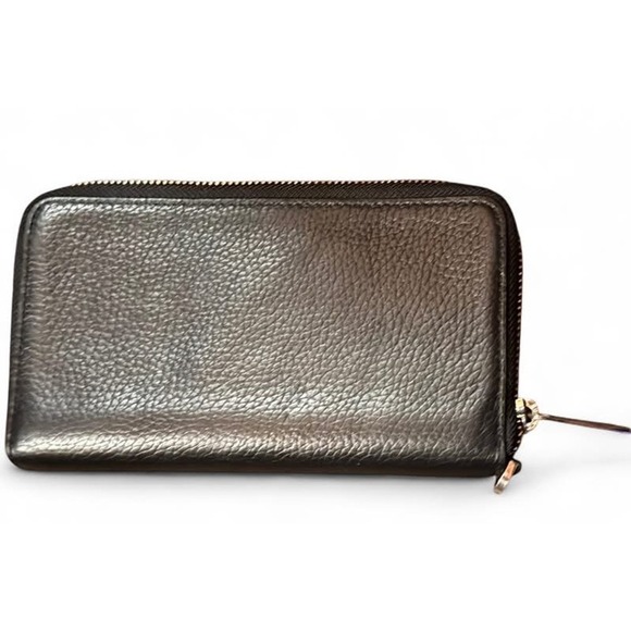 Michael Kors Wallet Black Leather W/Gold Jet Set Zip Around phone holder - Picture 2 of 3